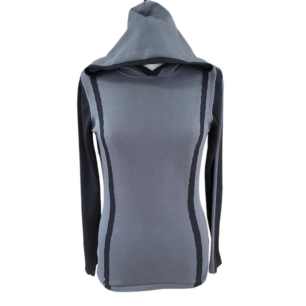 Columbia Fitted Colorblock Stripes Hike Gorpcore Knit Long Sleeve Scuba Hoodie-M